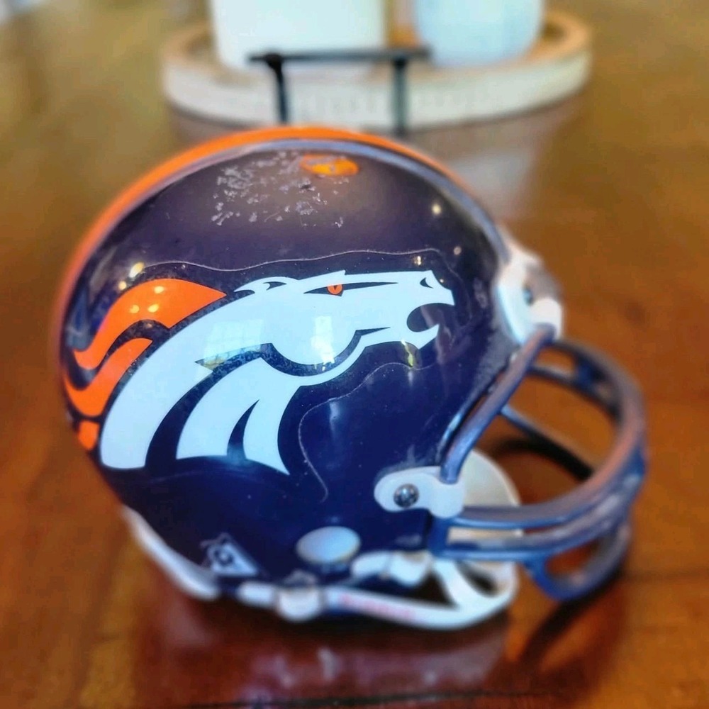 1990s Riddell Denver Broncos Speed Mini Football Helmet 3 5/8 NFL Orange Crush